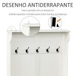 Móvel Cabide de Entrada com Banco Armário de Entrada com Cabide 5 Ganchos e Espaço de Armazenamento 96x34x179,7cm Marfim