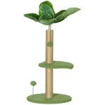 Árvore Arranhadora para Gatos 83 cm com Folhas Artificiais, Poste em Juta, Plataformas em Pelúcia e 2 Brinquedos, Verde
