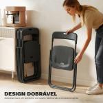 Conjunto de 6 Cadeiras Dobráveis com Encosto Curvo Assento Côncavo com Ventilação 48,5x47x75 cm Preto