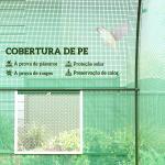 Estufa Tipo Túnel 250x200x200cm Estufa de Jardim com Janelas e Portas Enroláveis para Cultivo de Plantas Verde