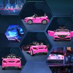 Carro Elétrico Mercedes SLC 300 12V para Crianças de 3 - 6 Anos com Controlo Remoto Faróis LED Buzina Música TF USB e Abertura da Porta 3 - 5km/h 107x62,5x44cm Rosa