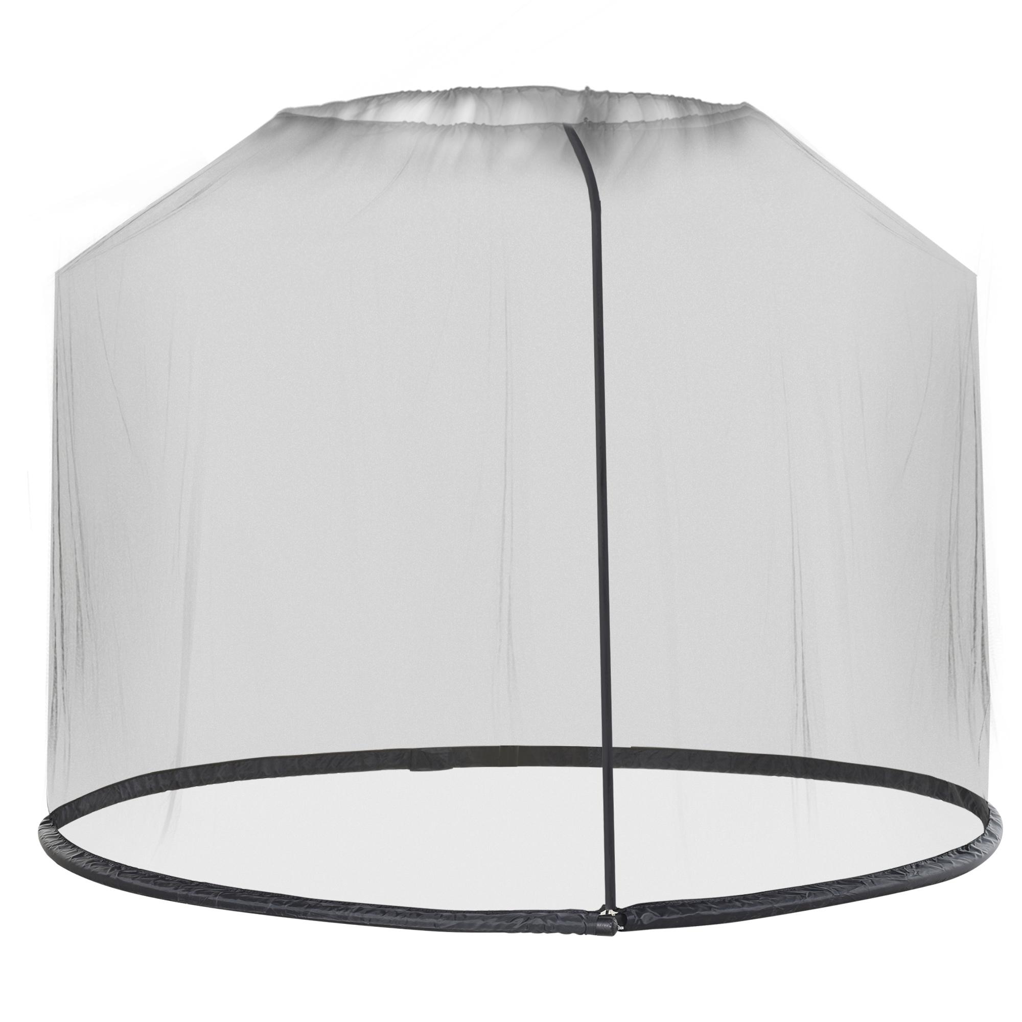Rede Mosquiteira para Chapéus de Sol de Jardim Ø3m Cobertura de Rede de Chapéu de Sol com Zíper e Tubo Enchido com Água para Terraço Balcão Exterior Preto