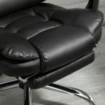 Cadeira de Escritório Reclinável Cadeira Executiva Giratória com Altura Ajustável Estofada em PU 64,5x69x109 - 117 cm Preto