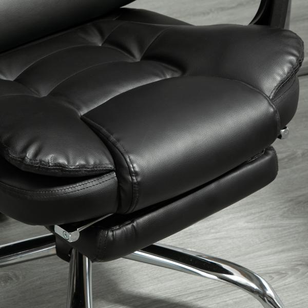 Cadeira de Escritório Reclinável Cadeira Executiva Giratória com Altura Ajustável Estofada em PU 64,5x69x109 - 117 cm Preto