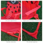 Conjunto de Mesa e Cadeira de Jardim Conjunto de Picnic Dobrável para Crianças Conjunto de Mesa com Chapéu de Sol com Altura Ajustável 100 - 125cm Desenho de Joaninha Vermelho