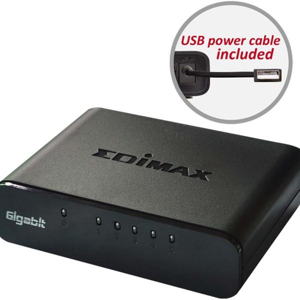 Switch de Rede 5 Portas Gigabit (Preto) - EDIMAX