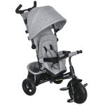 Triciclo para Bebés 2 em 1 de +12 Meses com Capota Dobrável Guiador Telescópico e Removível Bolsa e Porta - garrafas Cinza