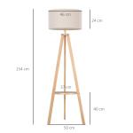 Candeeiro de Pé Moderno com Lâmpadas de E27, 40W e Interruptor de Pé, com Base de Tripé Inoxidável 154cm
