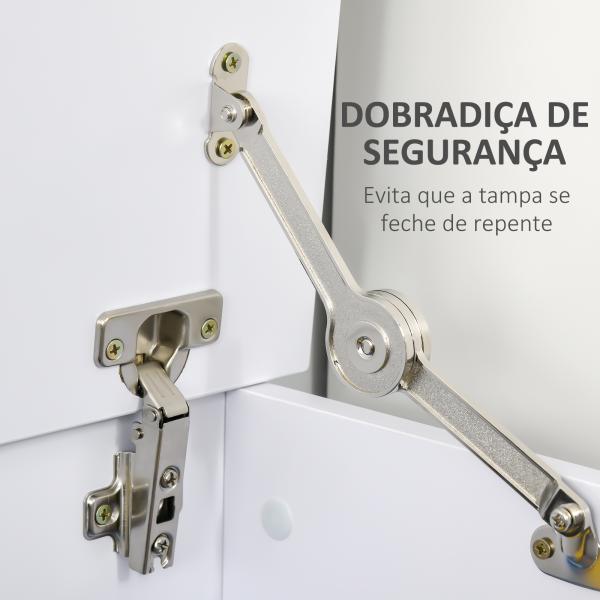 Baú de Armazenamento, Banco de Armazenamento com Dobradiça de Segurança, Estilo Moderno, para Entrada, Quarto, Sala de Estar, 100x40x40 cm, Branco