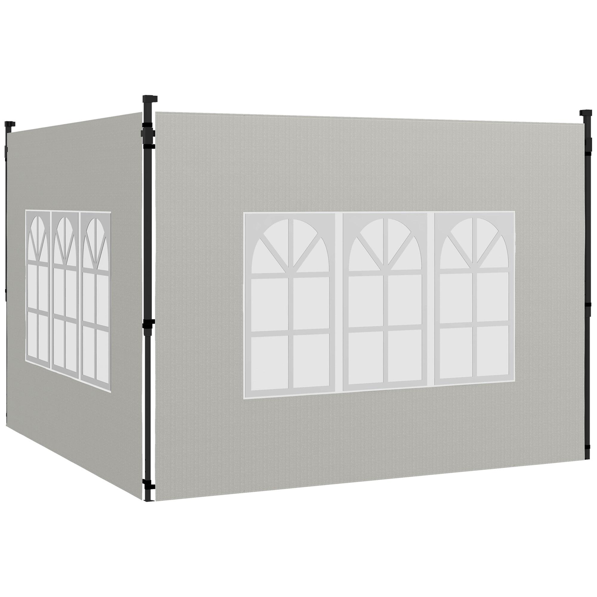 Conjunto de 2 Paredes Laterais para Tendas de 3x3m e 3x6m Paredes Laterais com Janelas Transparentes 293x193cm Branco