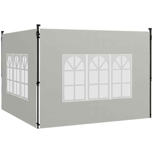 Conjunto de 2 Paredes Laterais para Tendas de 3x3m e 3x6m Paredes Laterais com Janelas Transparentes 293x193cm Branco