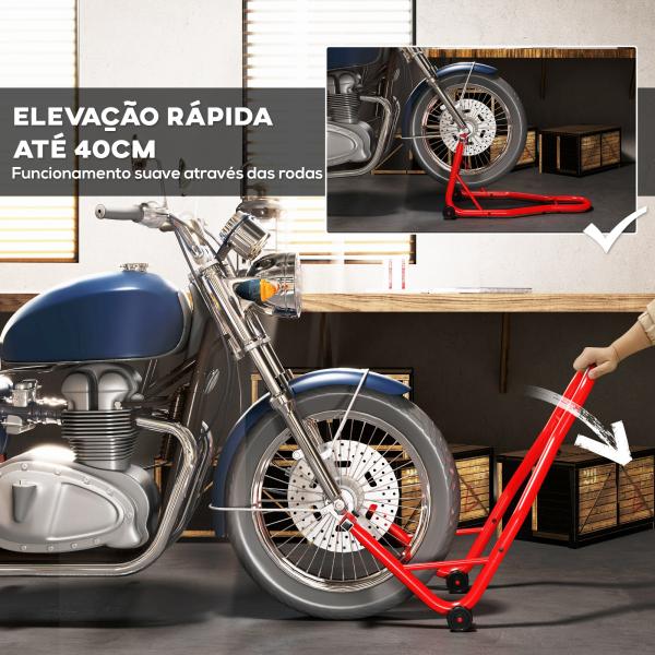 Descanso de Mota Suporte Traseiro Universal Portátil e Móvel – Cor Vermelho – Aço – 80x50x40 cm
