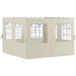 4 Paredes Laterais para Tenda 3x3 m Laterais de Tenda com Ganchos 8 Janelas e Proteção UV Creme