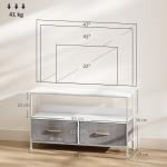Móvel de TV com Prateleira e 2 Gavetas de Tecido Dobráveis para Televisores até 47 Polegadas 98x29x56 cm Branco e Cinza