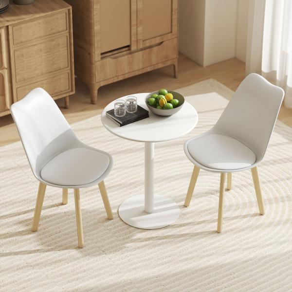 Mesa de Refeição Redonda para 2 Pessoas Mesa de Cozinha de Aço para Interior e Exterior Ø60x72 cm Branco