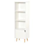 Estante com 3 Prateleiras Abertas e 1 Fechada com Porta Estante de Estilo Moderno para Armazenamento de Livros Brinquedos Plantas 40x30x129,5cm Branco
