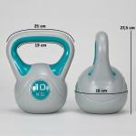 Kettlebell 10kg Peso Russo com Revestimento de PU e Enchimento de Areia para Treinamento 22x16x26cm Azul e Cinza