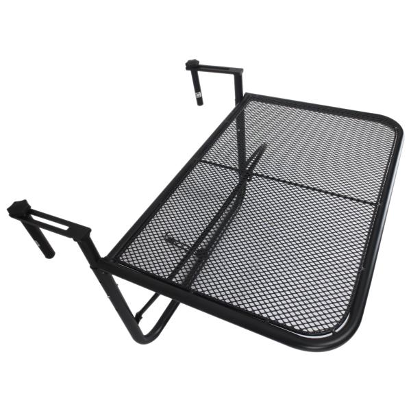 Mesa Suspensa para Varanda com Braço Regulável e Altura Ajustável em 3 Posições Estrutura de Metal 60x56,5x45 cm Preto