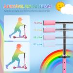 Trotinete para Crianças Dobrável com Luzes e Música 4 Alturas Ajustável Rodas Brilhantes e Pedal LED 67x32x65 - 78 cm Rosa