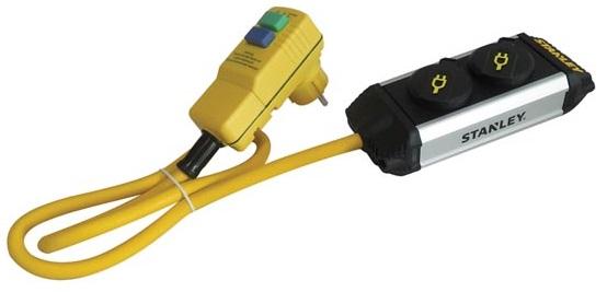 Extensão Dupla RCD IP44 c/ Tampas Protecção + Suporte (1,5 mts) - STANLEY