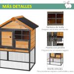 Coelheira para pequenos animais de estimação de 2 níveis com rampa e bandeja removível 122x63x92 cm madeira e cinza