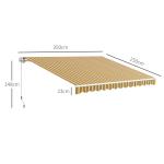 Toldo Manual Retrátil 350x250 cm com Manivela de Metal Impermeável e Anti - UV para Jardim Terraço Janelas Cinza e Amarelo