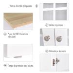 Armário de Cozinha com Prateleiras e Portas de Vidro para Pequenos Eletrodomésticos e Louças 80x37x183cm Branco
