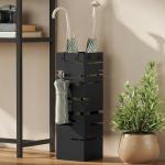 Suporte para Guarda Chuva Metálico com 4 Ganchos e Bandeja de Recolha de Gotas Removível 15,5x15,5x49 cm Branco