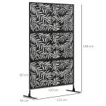 Biombo de 3 Peças Separador de Ambiente com Desenho em Ramos Biombo para Exterior 122x45x198 cm Preto