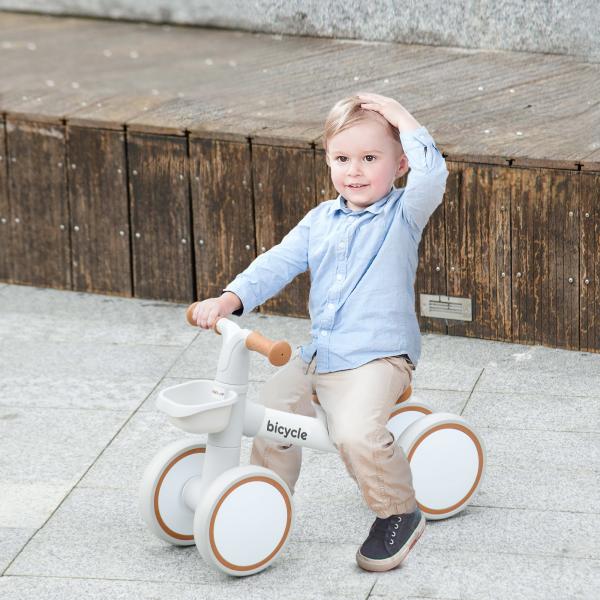 Bicicleta sem Pedais para Crianças de 12 - 36 Meses Bicicleta de Equilíbrio com Assento Ajustável 56x27x39 cm Marrom