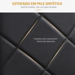 Conjunto de 4 Cadeiras de Sala de Jantar Estofadas em Couro Sintético com Encosto Alto e Pés de Aço 41x50x97 cm Preto