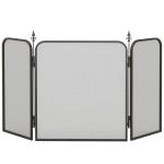 Frente para Lareira de 3 Painéis Proteção para Lareira Dobrável Frente para Lareira de Metal 96x1,3x56 cm Preto