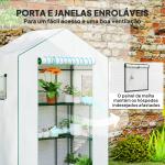 Estufa de Jardim com 1 Porta 2 Janelas e Prateleiras de 2 Níveis em Forma de U para Cultivo de Plantas 140x73x190 cm Branco