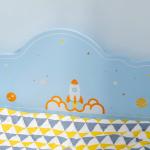 Cama para Crianças de 3 - 6 Anos 143x74x59cm Cama Infantil de Madeira com Barreiras de Proteção Azul
