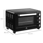 Mini Forno Elétrico de 32L 1600W com 3 Modos de Aquecimento Temperatura até 230 °C Temporizador Bandeja de Assar Ajustável em 3 Níveis 52,2x38,1x33,5cm Preto