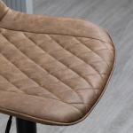 Conjunto de Bancos de Bar Estofados em PU Bancos Altos de Sala de Jantar com Altura Ajustável Assento Giratório e Apoio para os Pés Carga Máxima 120kg 46,5x51x86 - 106cm Marrom
