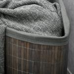 Cesto de Roupa de Bambu Capacidade de 55L Cesto para Roupa Suja com Tampa e Bolsa Amovível 38x38x57 cm Cinza