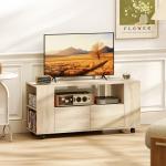 Móvel de TV com Rodas para Televisão até 42 Polegadas com 2 Gavetas Prateleiras Ajustáveis 102x34,5x48,5 cm Madeira