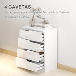 Cómoda com 4 Gavetas Cómoda de Dormitório Moderna com Sistema Anti - Tombo 60x40x85 cm Branco