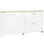 Cobertura Radiadores com Sapateira e 2 Gavetas Rebatíveis Desenho Moderno de Ripas 152x19x81 cm Branco