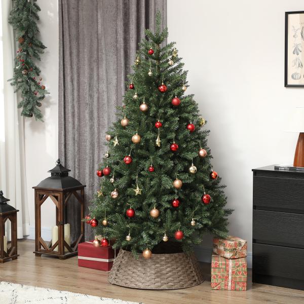 Saia para Árvore de Natal Rústica Entrançada, Cobre - Pé para Festas, Ø68x22 cm, Castanho