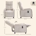 Poltrona de Massagem Reclinável com Apoio para Pés 2 Zonas de Massagem Assento com Molas Bolsos Estofamento em Linho Creme