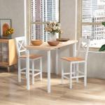 Conjunto de 2 Bancos de Bar de Madeira com Encosto e Apoio para os Pés Estilo Rústico para Cozinha 41x46x97.5 cm Natural