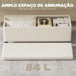Banco de Arrumação Capacidade de 84 L Estofado em Veludo Banco Pé de Cama para Dormitório 112x42x40 cm Bege