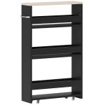 Estante de Armazenamento Casa de Banho de 3 Níveis Estante Estreita com Alça Lateral Estante com Rodas 48x15x80cm Preto