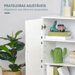 kleanklin Armário de Casa de Banho com 2 Portas e 2 Prateleiras Ajustáveis em 7 Níveis Móvel Auxiliar de Armazenamento para Sala de Estar Cozinha 60x30x80cm Branco