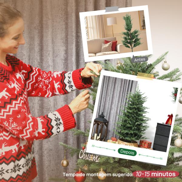 Árvore de Natal Artificial 150 cm com 1186 Ramos Densos Suporte Metálico Dobrável para Interior Verde