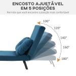 Poltrona Convertível em Cama Poltrona 3 em 1 Convertível em Cama com Encosto Ajustável em 5 Níveis 63x73x81 cm Azul