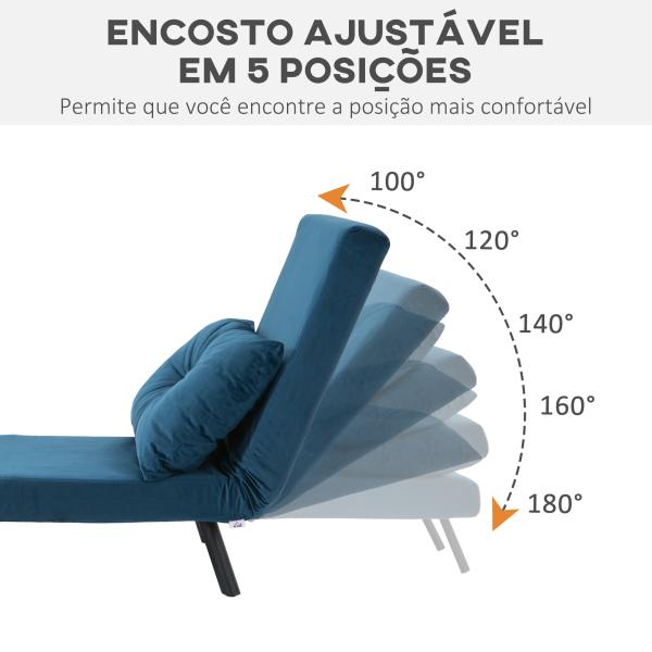 Poltrona Convertível em Cama Poltrona 3 em 1 Convertível em Cama com Encosto Ajustável em 5 Níveis 63x73x81 cm Azul