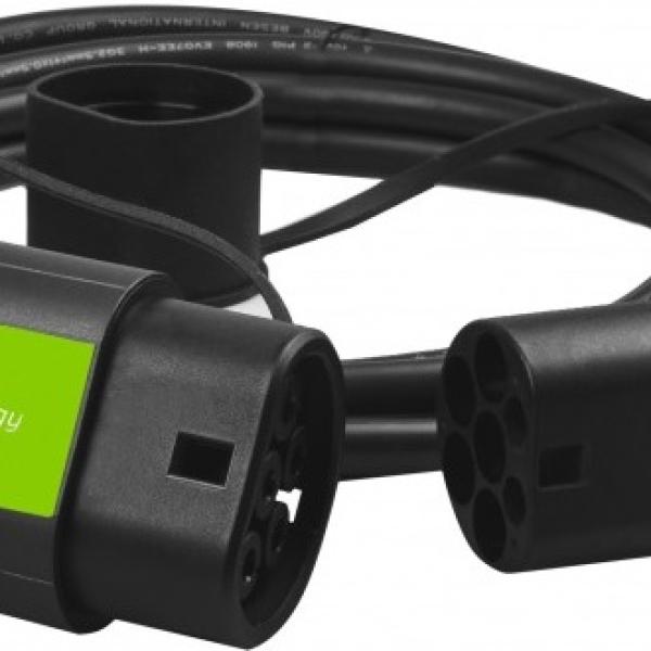 Cabo de Carregamento p/ Veículos Elétricos Tipo 2 / 3.6kW / 16A / 5m (Preto) - GREEN CELL